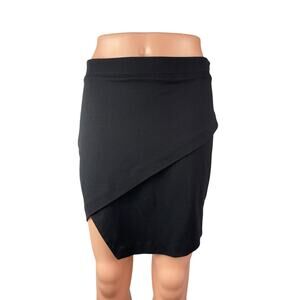 Bebe Women's Black High Rise Asymmetrical Straight Pencil Wrap Tulip Skirt Sz M